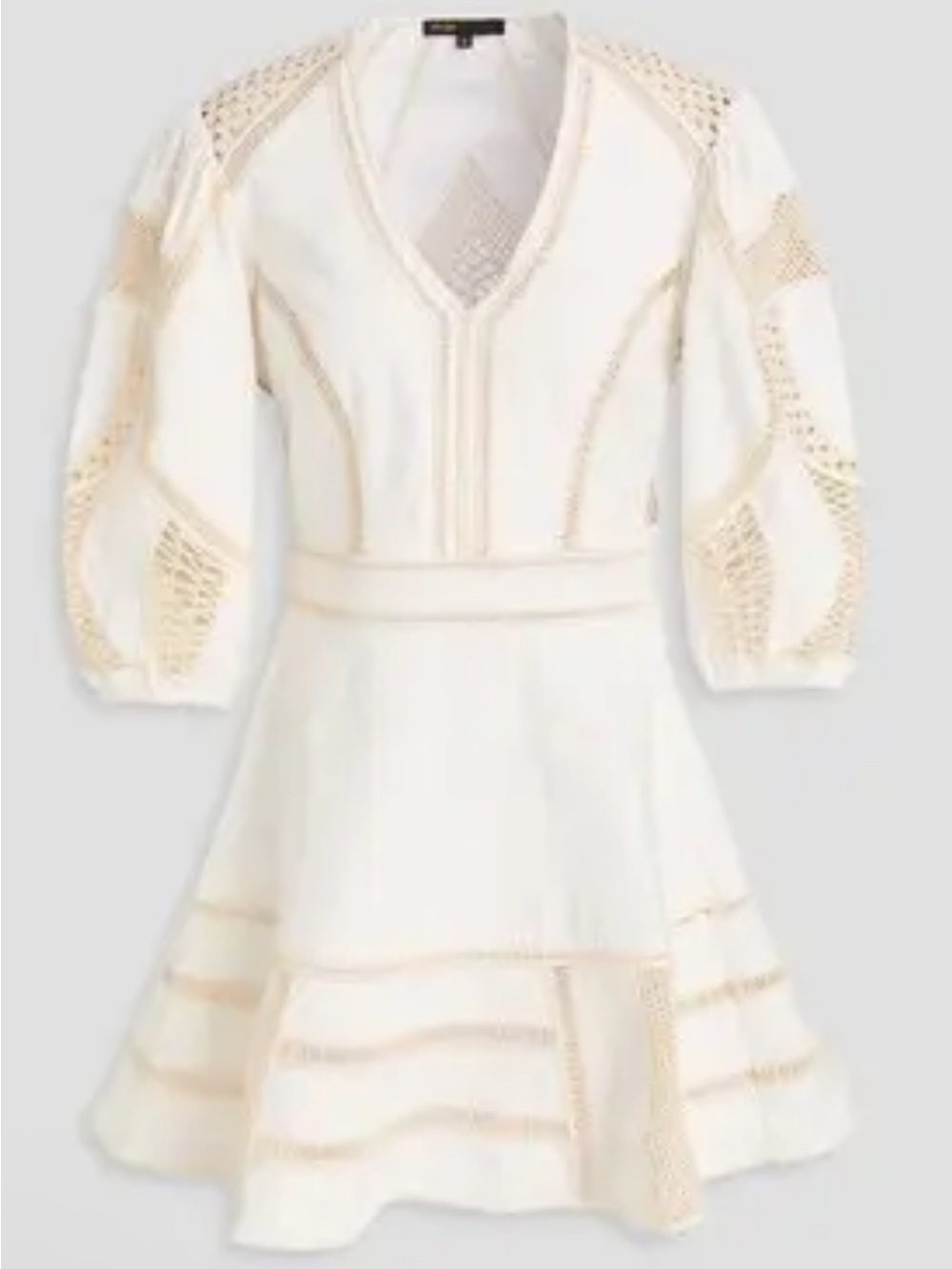 New Maje Cream Eyelet-Trim Mini Dress